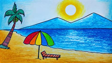 boracay drawing easy|How To Draw A Sea Beach Scenery .